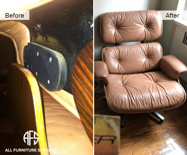 Eames knoll Lounge chair shock rubber connection broken frame repair